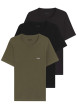 Thumbnail Lot de 3 t-shirts en coton tricolores unis à coupes ajustées et à cols ronds