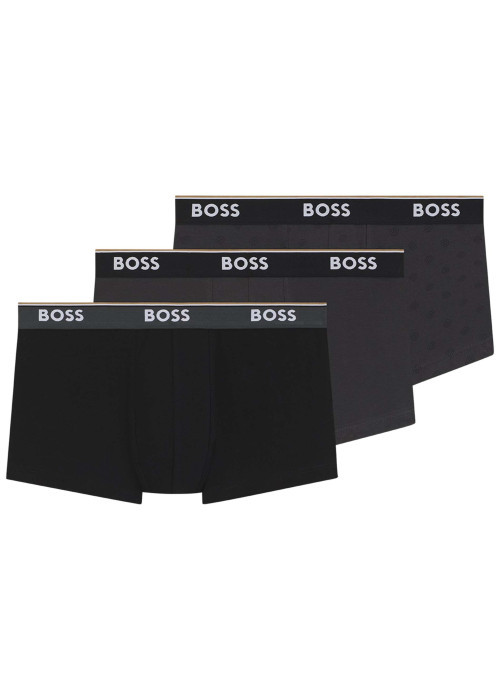 Lot de 3 Boxers classique en coton anthracite uni à taille élastiquée