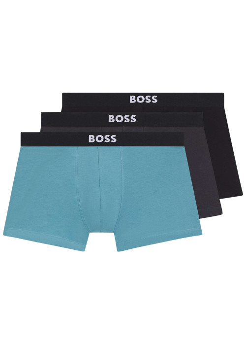 Lot de 3 Boxers classique en coton multicolore uni avec une coupe fermée