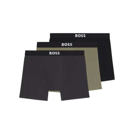 Lot de 3 Boxers long en coton multicolore uni à...