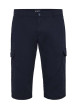 Thumbnail Pantacourt en coton bleu marine uni à taille élastiquée et à coupe slim