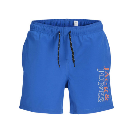 Boxer de bain bleu uni à coupe droite avec...