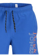 Thumbnail Boxer de bain bleu uni à coupe droite avec cordon de serrage et logo orange - Image 3