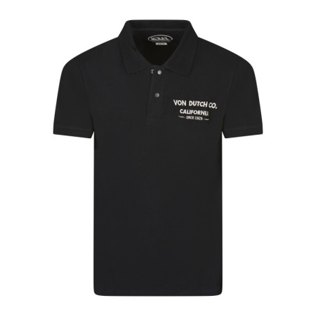 Polo en coton noir uni avec un col à revers et...