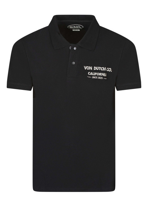 Polo en coton noir uni avec un col à revers et manches courtes