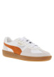 Thumbnail Tennis blanches et oranges avec des empiècements en daim et à lacets plats - Image 3