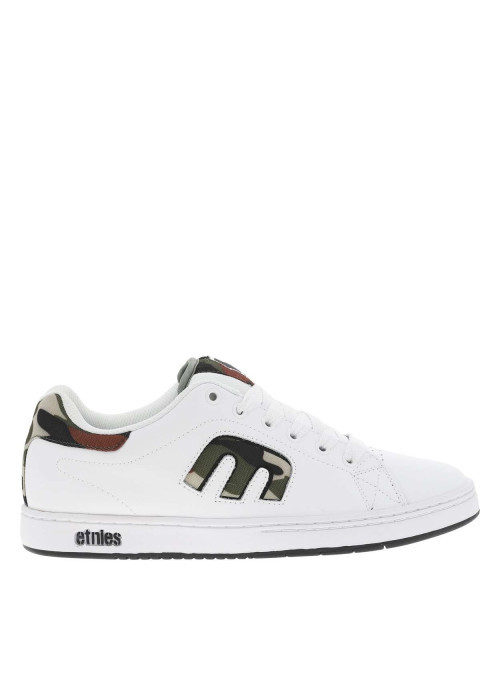 Baskets skate en cuir blanches à talon plat avec logo et empiècement camouflage - Image 2