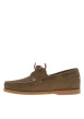 Thumbnail Mocassins bateau en cuir marrons avec des surpiqûres beiges à talon décroché bas - Image 2