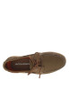 Thumbnail Mocassins bateau en cuir marrons avec des surpiqûres beiges à talon décroché bas - Image 4