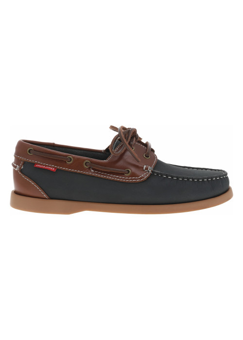 Mocassins bateau en cuir bleus marine et...