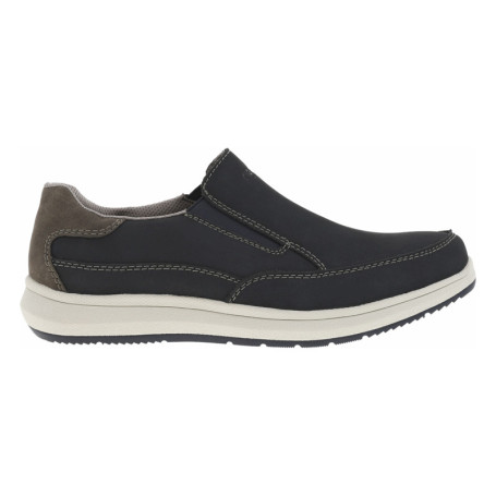 Sneakers en cuir bleues marine à surpiqûres...