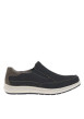 Thumbnail Sneakers en cuir bleues marine à surpiqûres grises et à fermeture slip-on