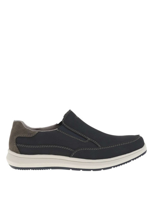 Sneakers en cuir bleues marine à surpiqûres grises et à fermeture slip-on