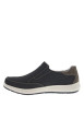 Thumbnail Sneakers en cuir bleues marine à surpiqûres grises et à fermeture slip-on - Image 2