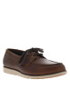 Thumbnail Mocassins en cuir marrons foncés avec le logo à lacets ronds et à semelle plate - Image 3