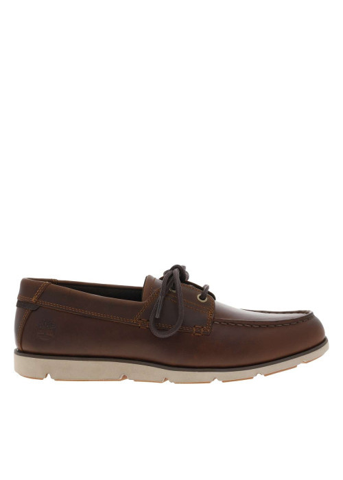 Mocassins en cuir marrons foncés avec le logo à lacets ronds et à semelle plate