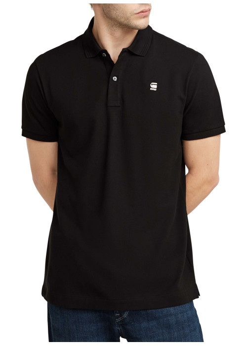 Polo en coton noir uni avec une coupe droite et...