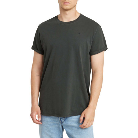T-shirt en coton noir uni avec un col rond et...