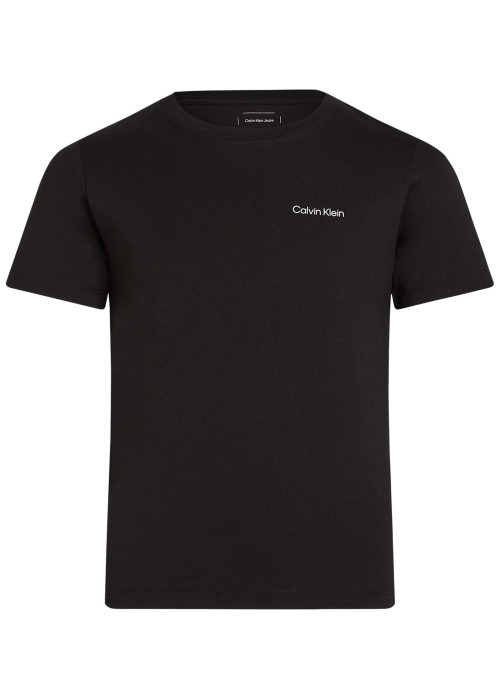 T-shirt en coton noir uni avec une coupe droite et un col rond