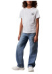 Thumbnail T-shirt en coton blanc uni avec une coupe droite et un col rond - Image 4