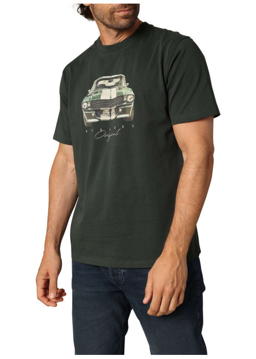 T-shirt en coton vert avec un imprimé fantaisie et des manches courtes