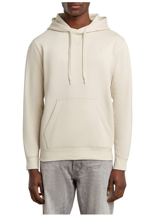 Sweat à capuche blanc uni avec une coupe droite et une poche kangourou