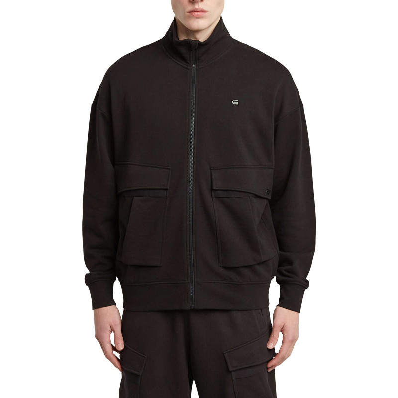 G-star Raw - Sweat Zippé En Coton Noir Uni Avec Une Coupe Droite Et Un Col Montant - Noir G-star Raw - Sweat Zippé En Coton Noir Uni Avec Une Coupe Droite Et Un Col Montant - Noir
