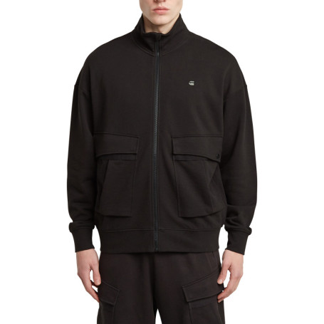 Sweat zippé en coton noir uni avec une coupe...
