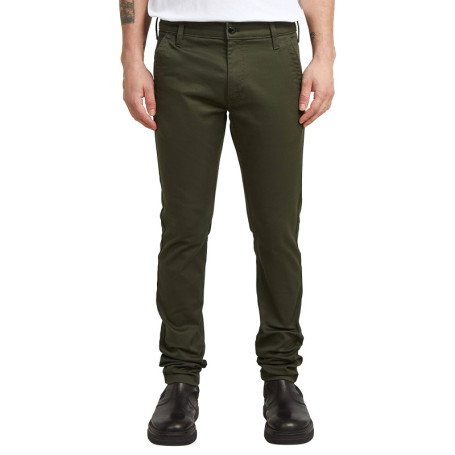 Pantalon 5 poches en coton kaki uni avec une...