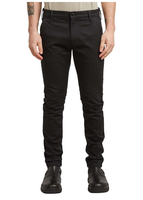Pantalon 5 Poches en coton noir uni avec une coupe skinny et des poches