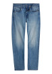 Thumbnail Jean en coton bleu avec une coupe droite et des passants à la taille - Image 4