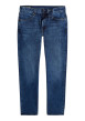 Thumbnail Jean en coton bleu avec une coupe droite et des passants pour ceinture - Image 4