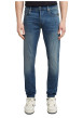 Thumbnail Jean en coton bleu avec une coupe slim et des passants pour ceinture