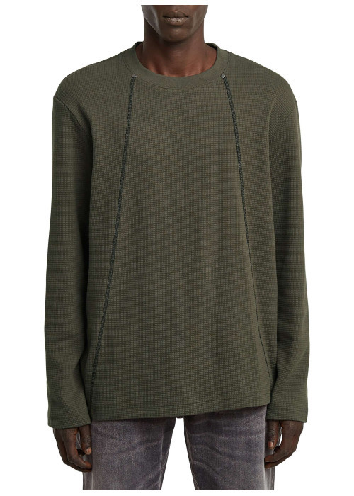 T-shirt en coton gris uni avec une coupe droite et un col rond
