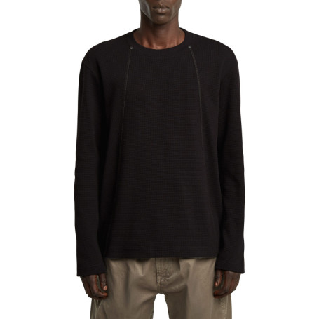 T-shirt en coton noir uni avec un col rond et...