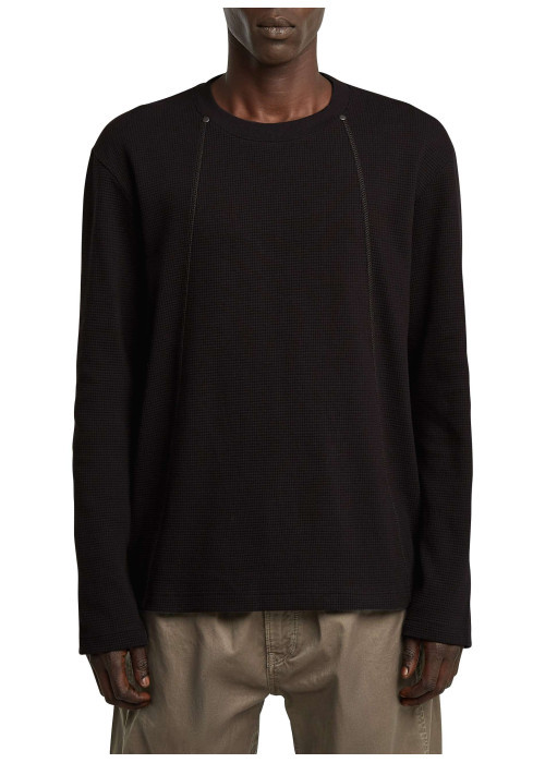 T-shirt en coton noir uni avec un col rond et une coupe droite