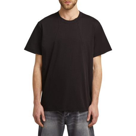 T-shirt en coton noir uni avec un col rond et...
