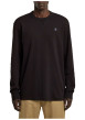 Thumbnail T-shirt en coton noir uni avec logo iconique sur la poitrine et un col rond