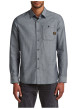 Thumbnail Chemise en coton grise unie avec une coupe droite et des boutons