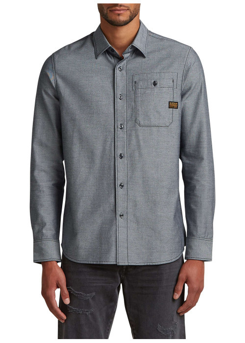 Chemise en coton grise unie avec une coupe droite et des boutons