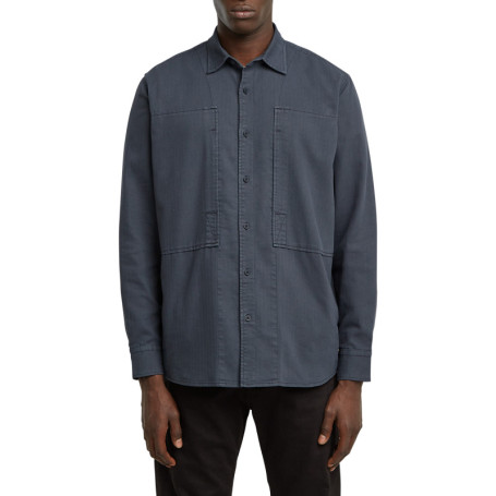 Chemise marine unie avec une col français et...