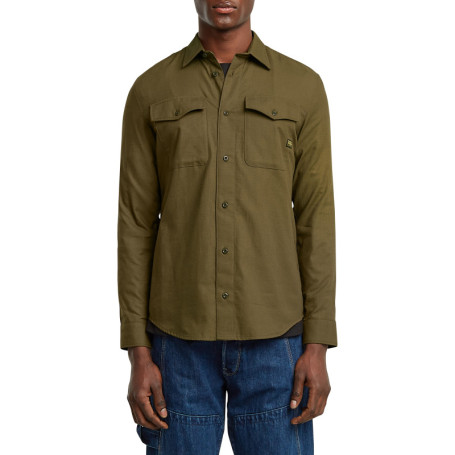 Chemise en coton kaki unie avec une coupe...