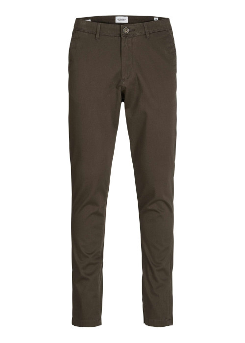 Pantalon Chino Marco Bowie en coton marron uni avec une coupe slim