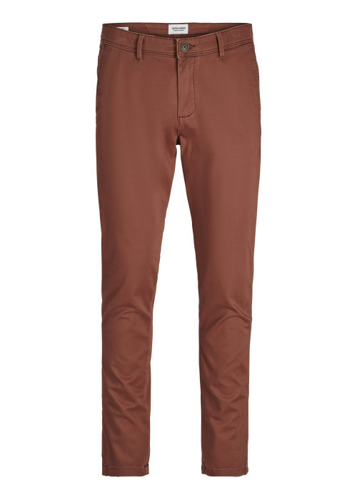 Pantalon Chino Marco Bowie en coton brique uni avec une coupe slim