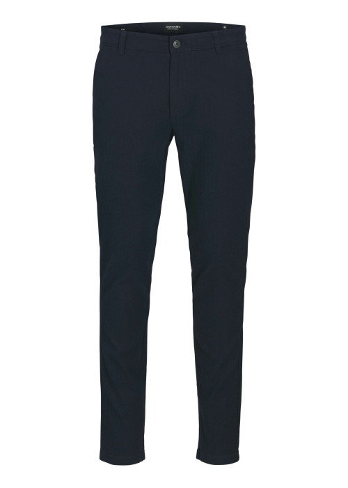 Pantalon marine Chino Marco Bowie en coton à motifs en chevrons et à coupe slim