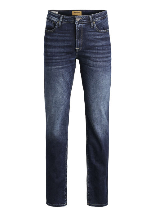 Jean 5 poches Clark en coton indigo délavé avec une coupe droite