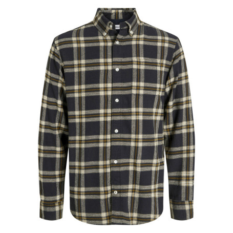 Chemise en coton noire à carreaux en flanelle...