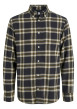 Thumbnail Chemise en coton noire à carreaux en flanelle avec coupe droite et col américain