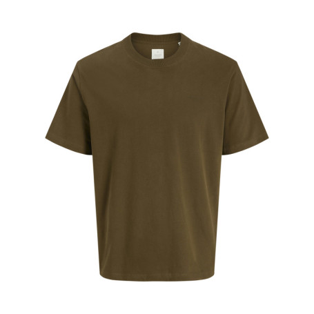 T-shirt manches courtes en coton kaki uni avec...