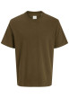 Thumbnail T-shirt manches courtes en coton kaki uni avec une coupe droite